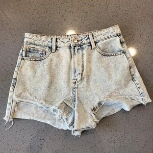 Dolls Kill Dogma High Waist Acid Wash Shorts